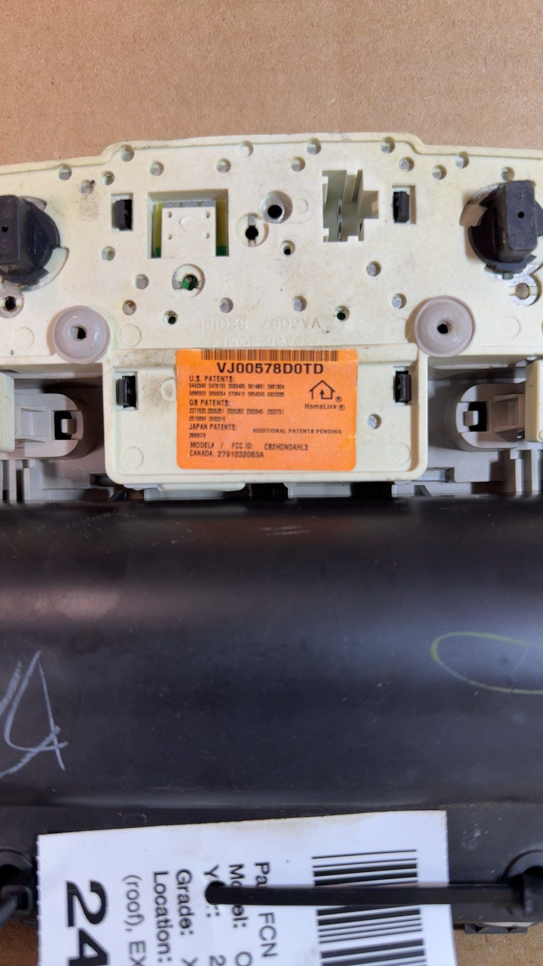 Overhead Console from a 2002 Honda Odyssey, front, photo 3