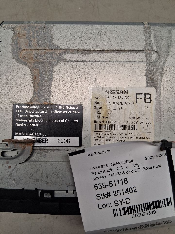 Radio Receiver from a 2009 Nissan Rogue, photo 5