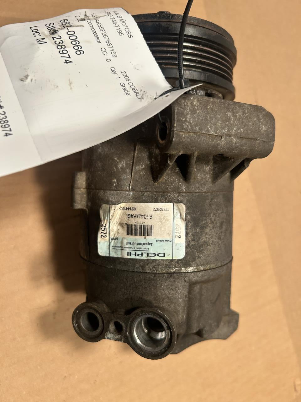 AC Compressor from a 2006 Chevrolet Cobalt, photo 2
