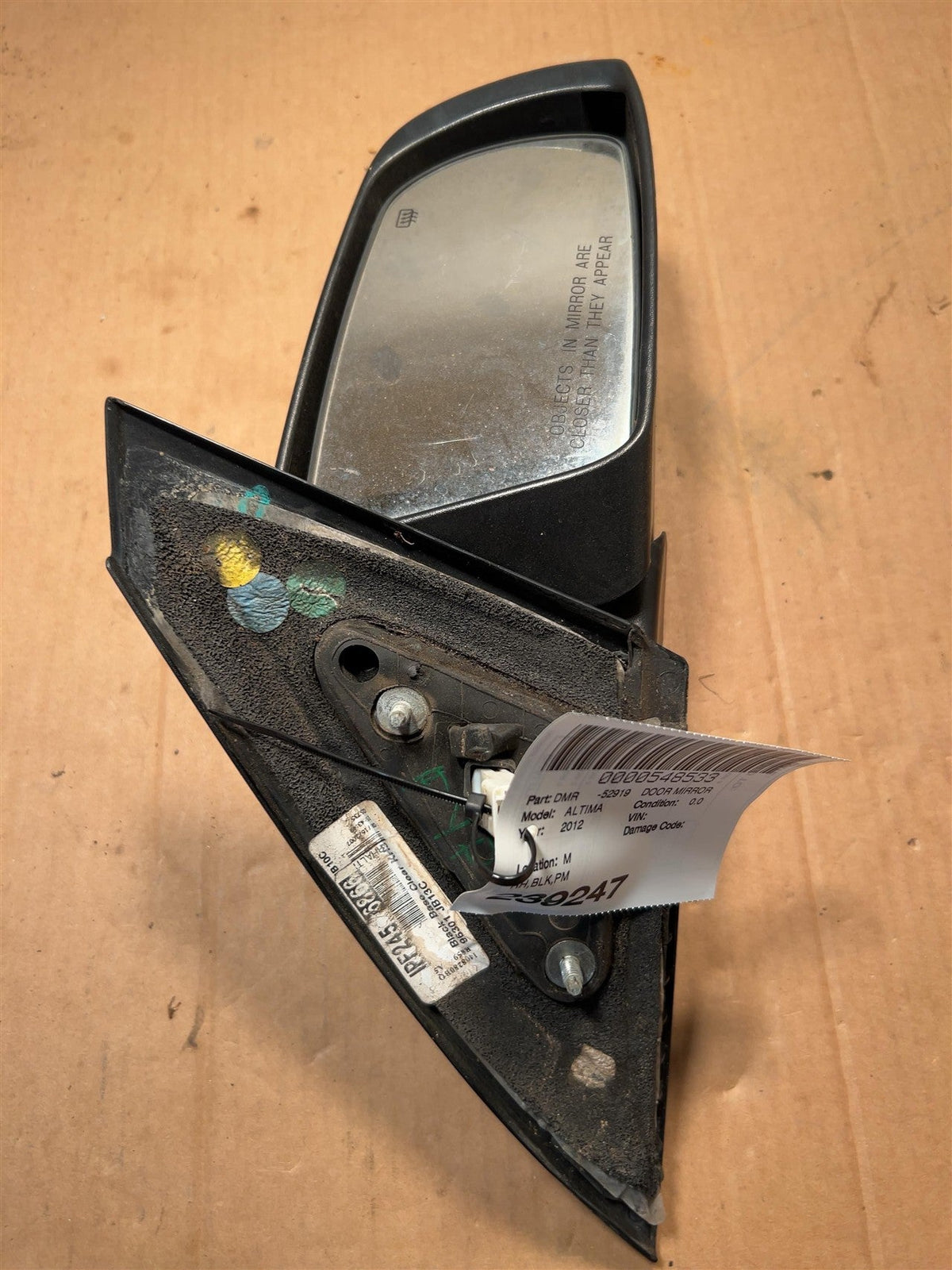 Side View Mirror from a 2012 Nissan Altima, right side, photo 3