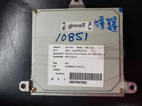 1998-2001 Honda Prelude Engine Computer Module ECM RH Lower Dash AT 37820-P5M-L - Used OEM Auto Part